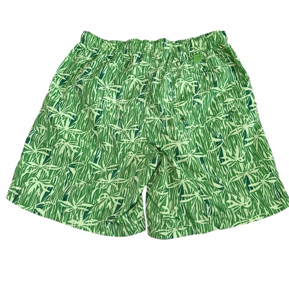 Nautica Men's Green Tropical/Palm Leaf/Bamboo Print Swim Trunks‎ | Size Medium